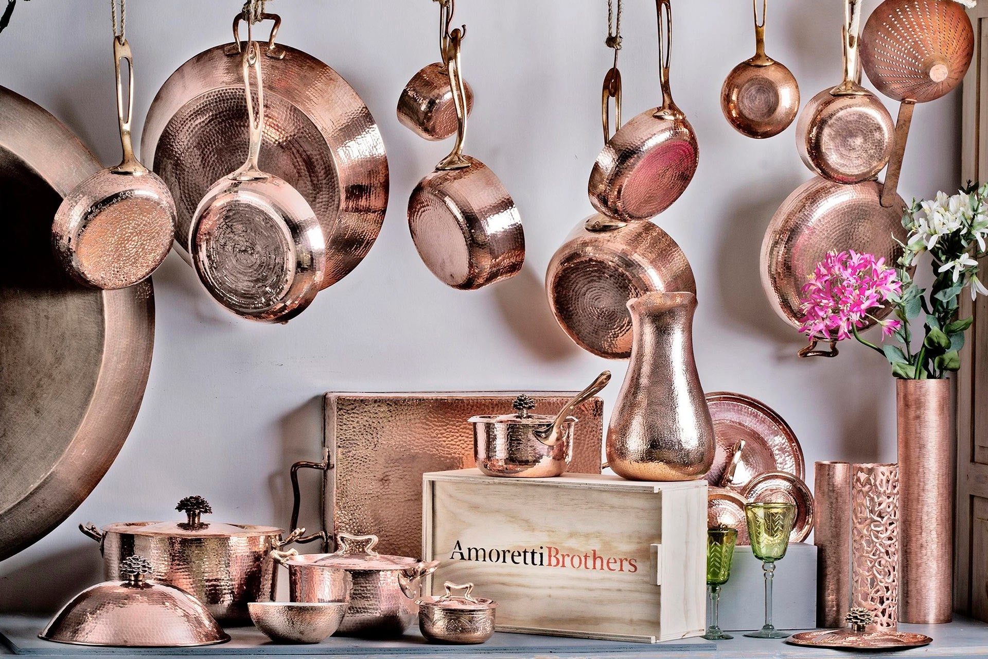 Italian hammered cookware tin lined copper as priceless art gifts
