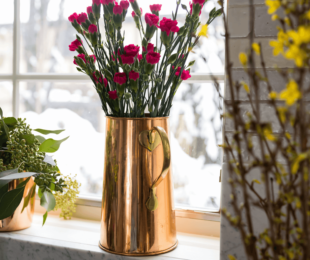 Copper mixed metal water pitcher with popular floral design