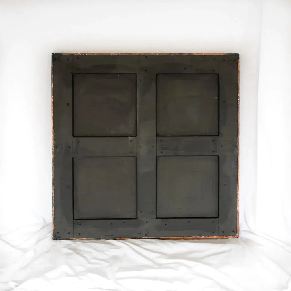 back view of square copper table top