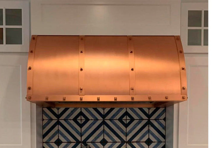copper range hood by Amoretti Brothers - Winston barrel shape insert