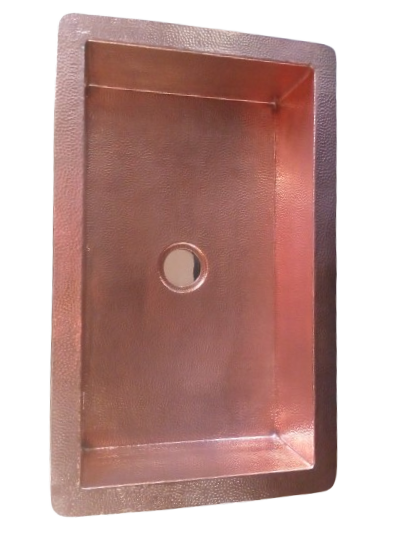 kitchen drop in rectangular sink hammered copper