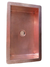 kitchen drop in rectangular sink hammered copper