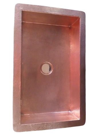 kitchen drop in rectangular sink hammered copper