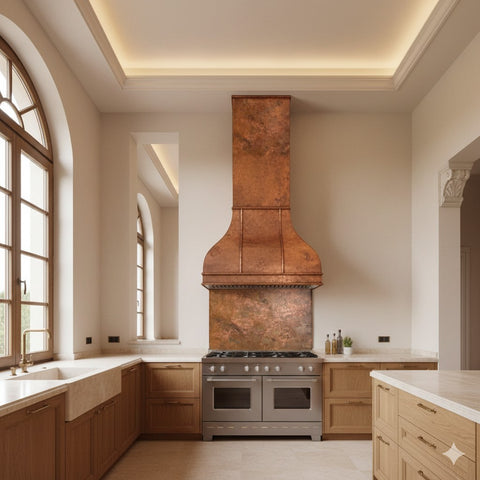 Handmade Copper Backsplash with Vintage Patina