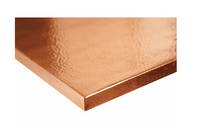 side view of Hammered copper rectangular table top with a rich, textured surface and a warm, metallic sheen