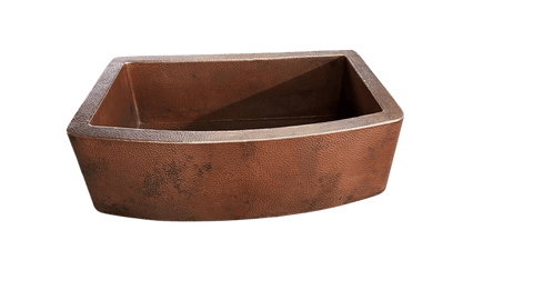 Hand-Hammered Copper Farmhouse Sink with Round Apron