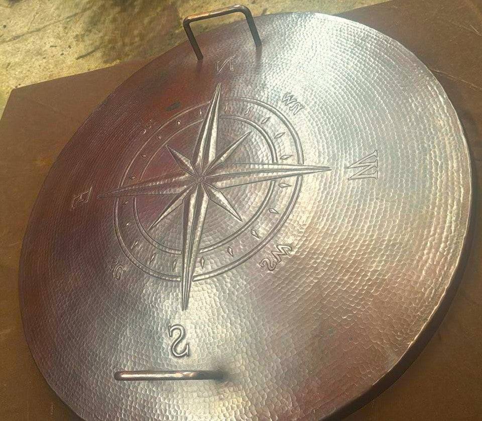 Amoretti Brothers Handcrafted Copper Fire Pit Lid with Wind Rose Design