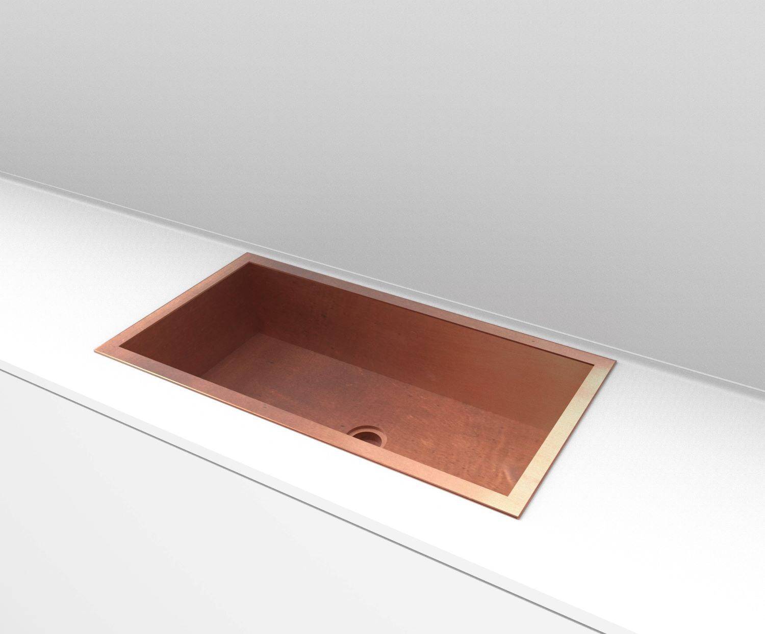 rectangular drop in copper sink hammered polished copper