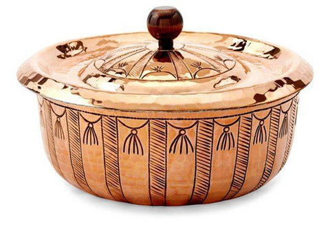 Copper Cocotte with hand-engraved Lines 5.5 - Cocotte