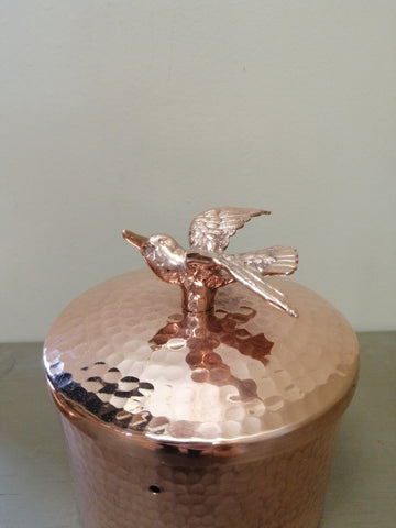 Copper Canister with Bird Knob - Medium - canister
