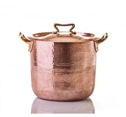 10 qt Copper Stock Pot w Standard Lid - Amoretti Brothers