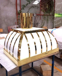 white and brass gold range hood Amoretti Brothers BISTRO