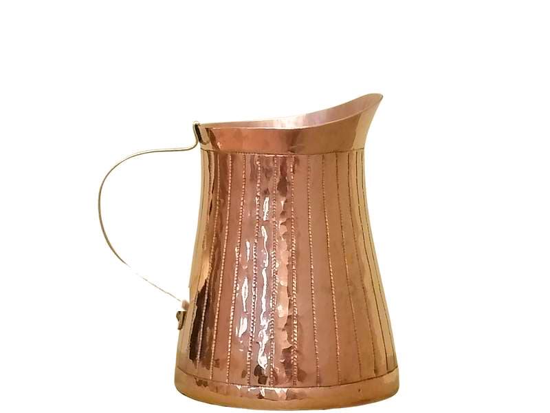 Handmade copper milk pot with lines Amoretti Brothers
