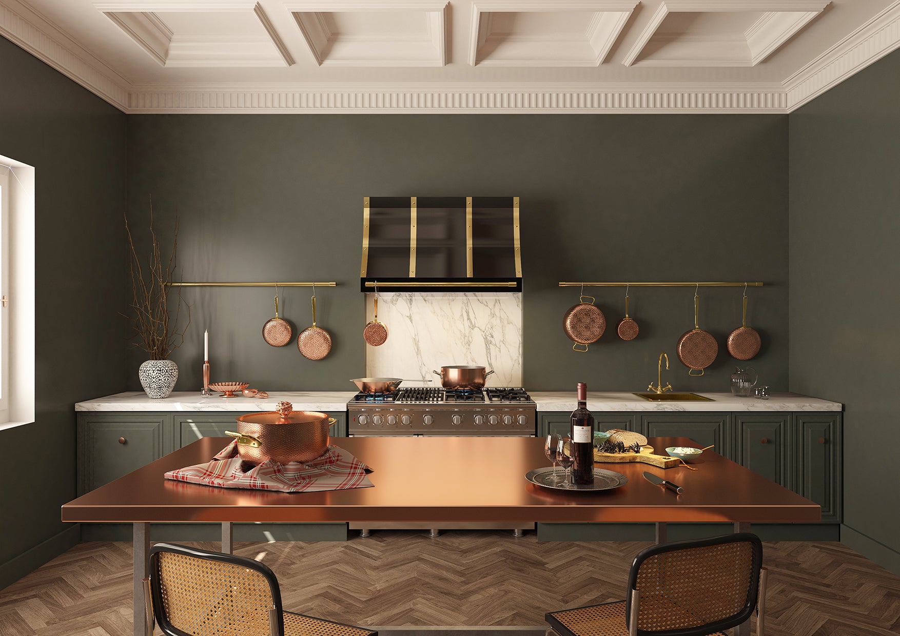 Decorating Ideas: Shaker Style Kitchen with Copper Accents