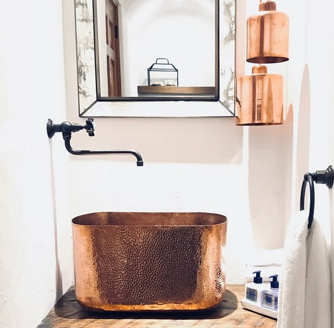 The ultimate guite to using copper sinks in your kitchen. Lola Hammered bathroom sink