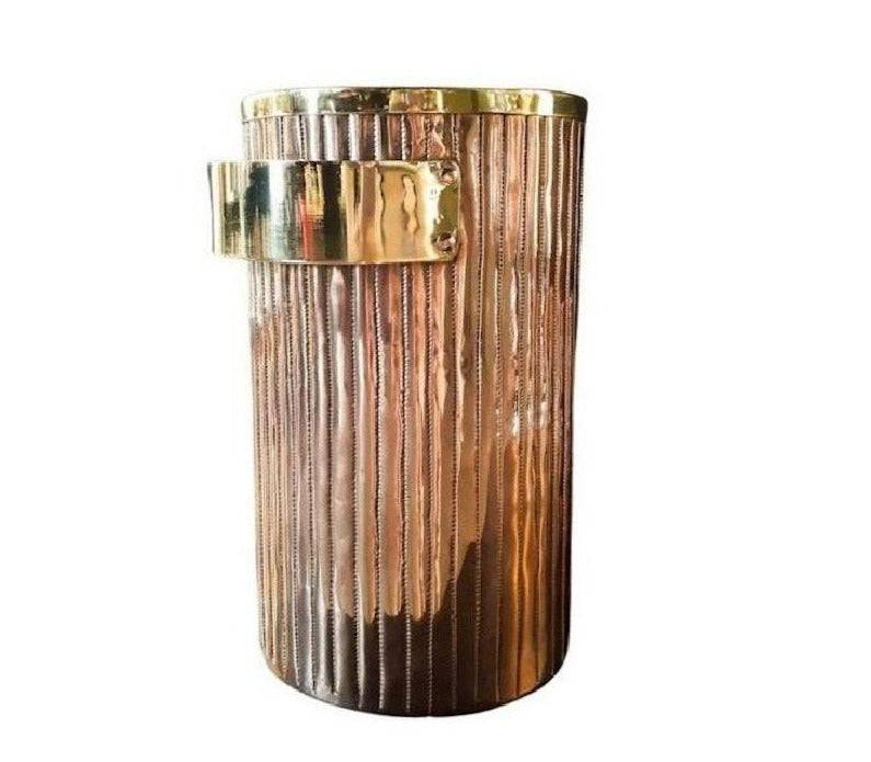 Luxury Artisanal Barware, Copper Ice Bucket with Brass Decor - Shop now!