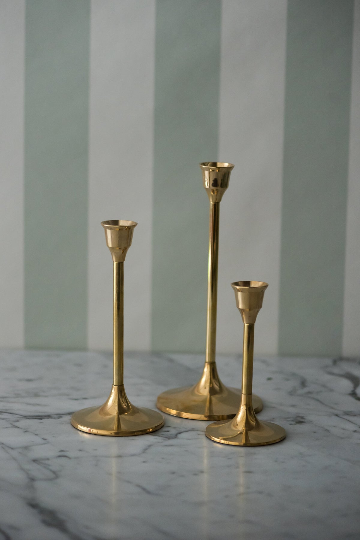 Brass candle holders set of 3