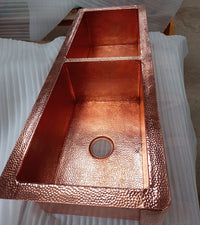 hammered copper sink, double bowls 5050
