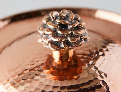 hammered copper lid with flower handle