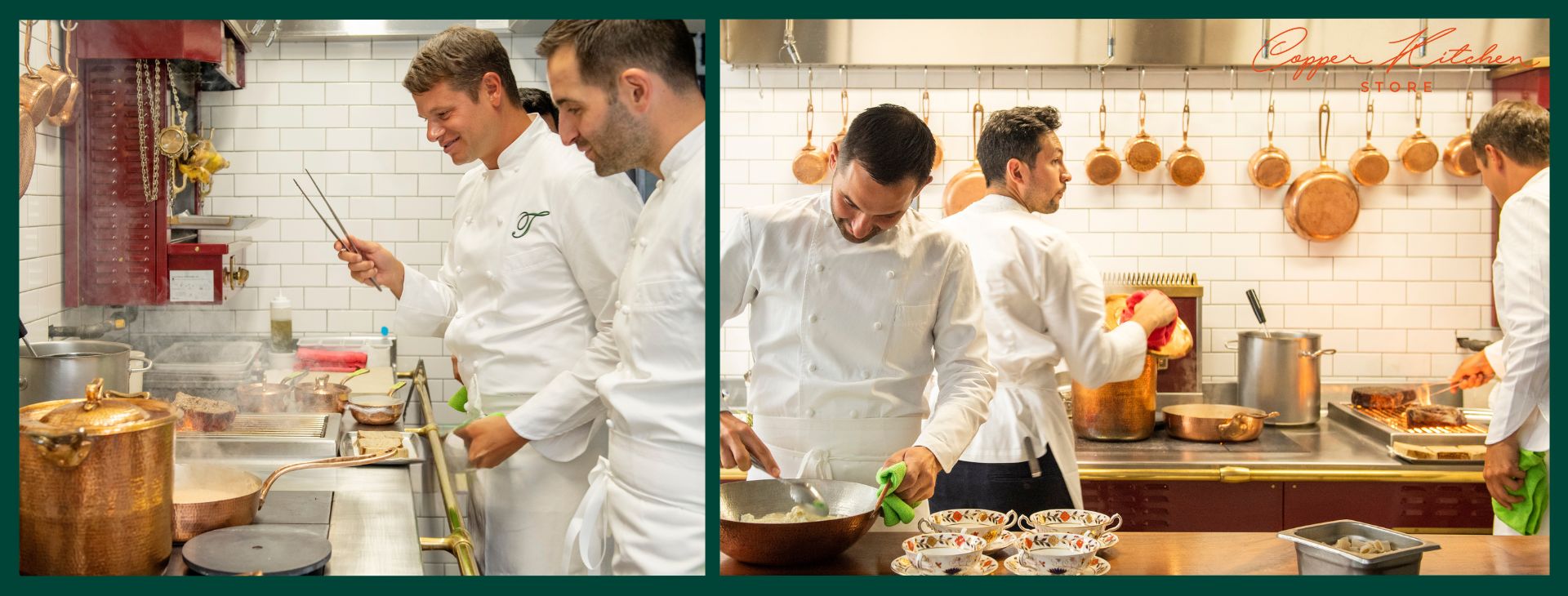 Professional kitchen with Amoretti Brothers copper cookware — used by Michelin-starred chefs