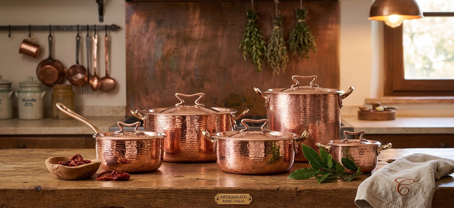 Copper Cookware Set of 11 | Hand-Hammered | Amoretti Brothers