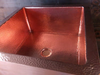 Hammered Undermount Square Copper Bar Sink - Grosseto 17.8"