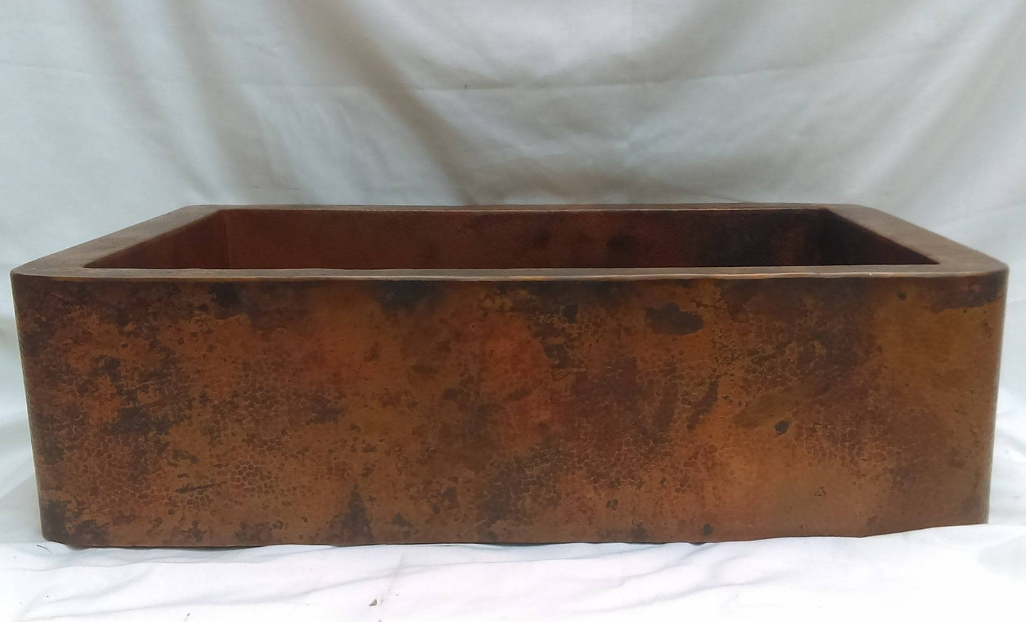 hammered copper farmhouse apron sink single bowl with light patina for beautiful kitchen decors