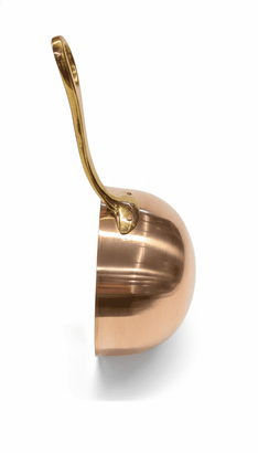Luxury copper zabaglione bowl with curved bronze handle