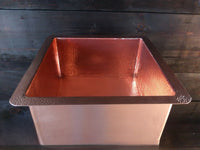 Hammered Undermount Square Copper Bar Sink - Grosseto 17.8"