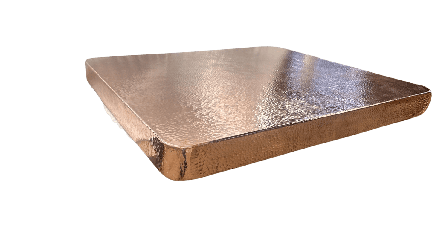 hammered square copper table 