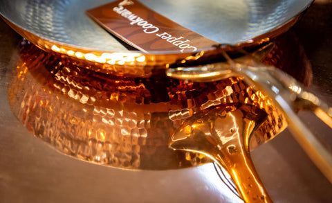 detail of Amoretti Brothers copper fry pan
