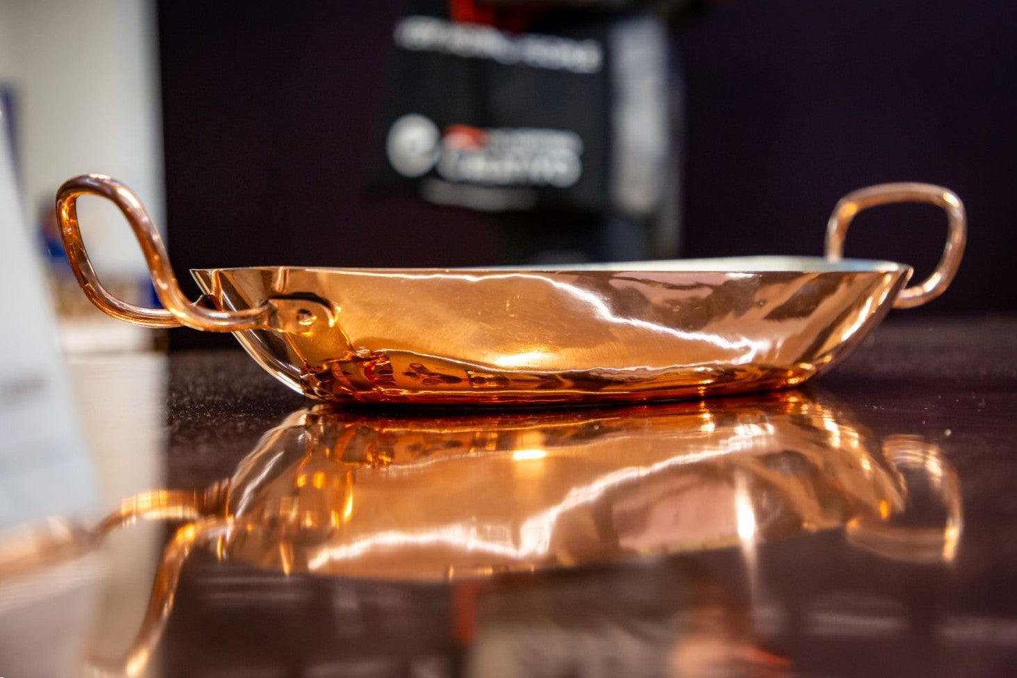 Copper oval tray by Amoretti Brothers
