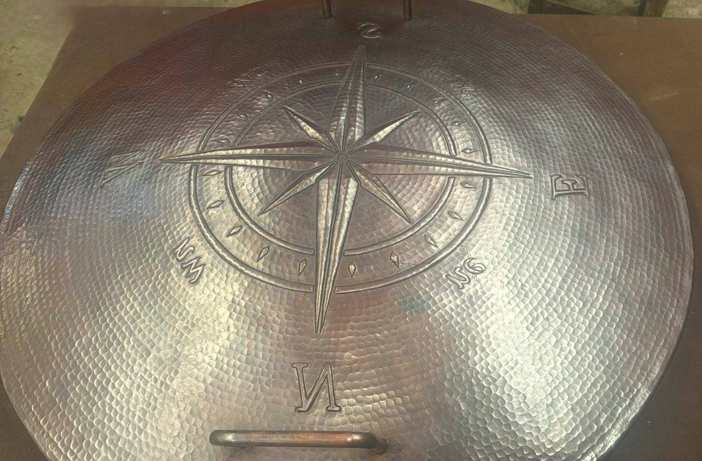 Amoretti Brothers Handcrafted Copper Fire Pit Lid with Wind Rose Design