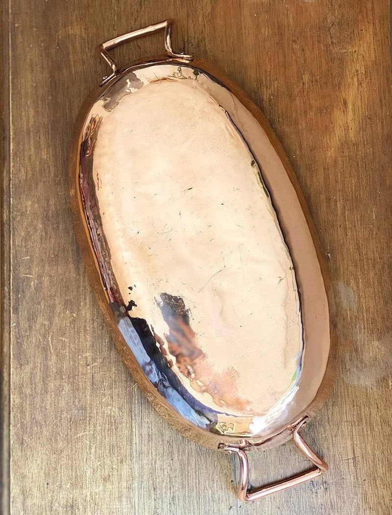 Amoretti Brothers handcrafted copper roaster pan back view