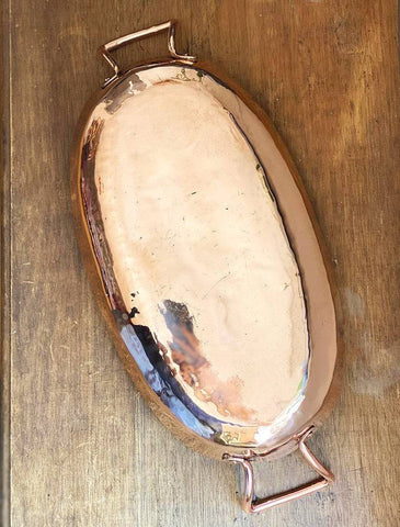Amoretti Brothers handcrafted copper roaster pan back view