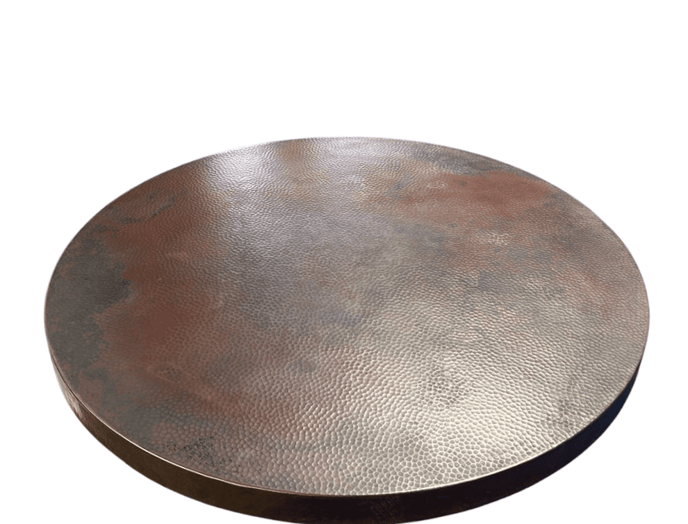 Round Copper Tabletop with Hammered Design and Patina Finish – Copper ...
