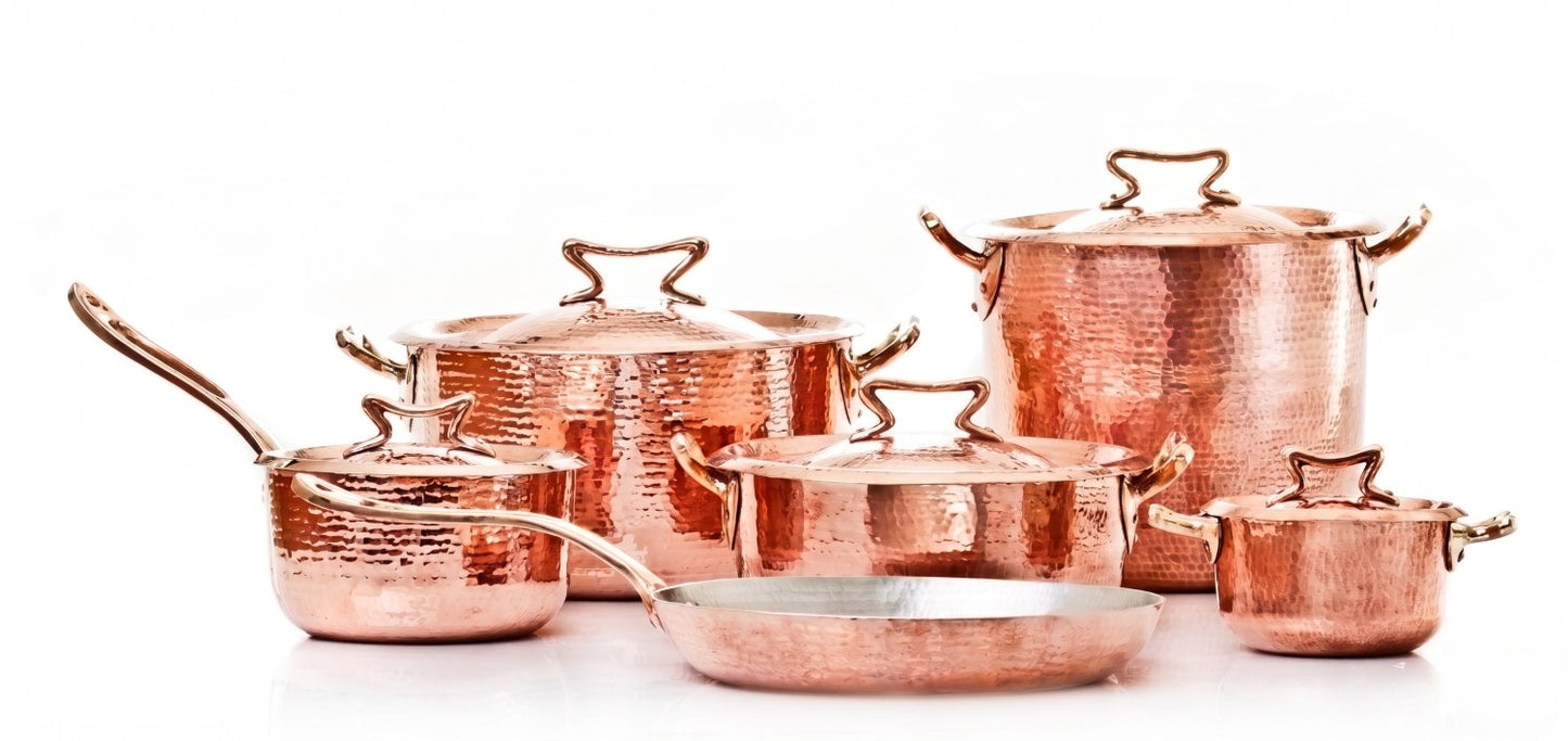 Amoretti Brothers hammered copper cookware set of 11 with lid
