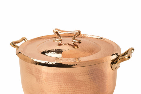 detail handle hammered copper dutch oven amoretti brothers