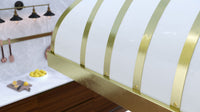 Brass Range Hood - BISTRO - Custom White Kitchen Vent Hood with Brass Decors, Custom