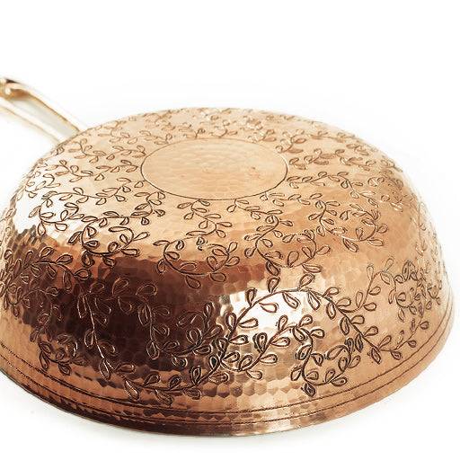 9" Hand-Engraved Lines Copper Fry Pan - AmorettiBrothers