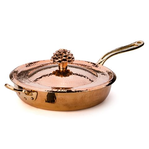 Hammered Copper Saute Pan with Flower Lid - AmorettiBrothers