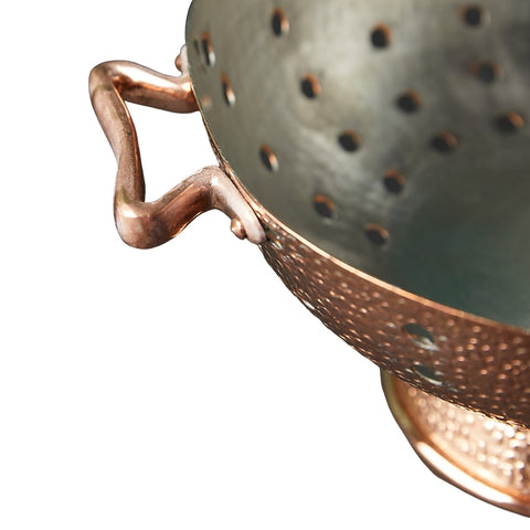 Amoretti Brothers hammered copper colander detail