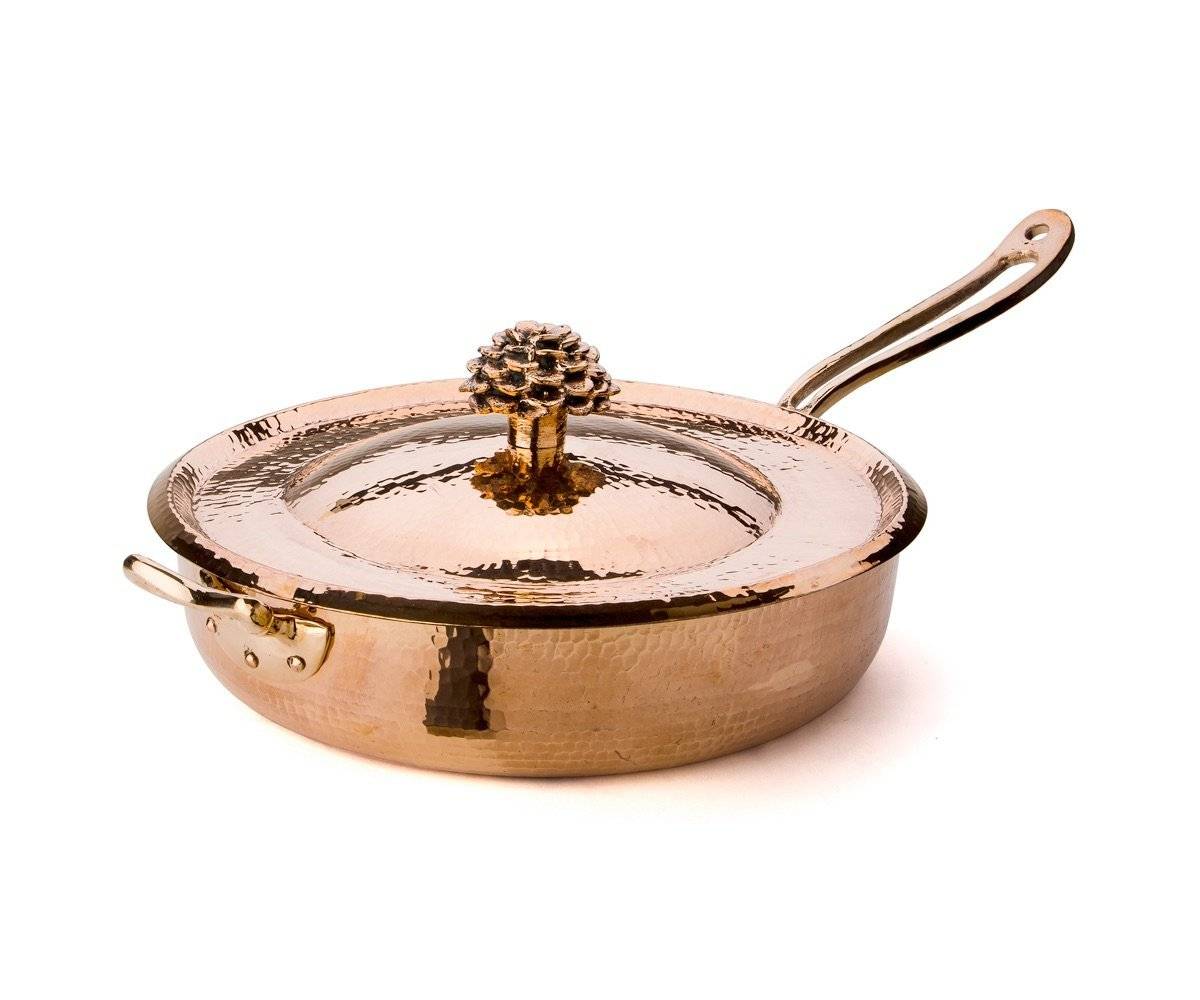 Copper Saute Pan 5.5 qt w Flower Lid