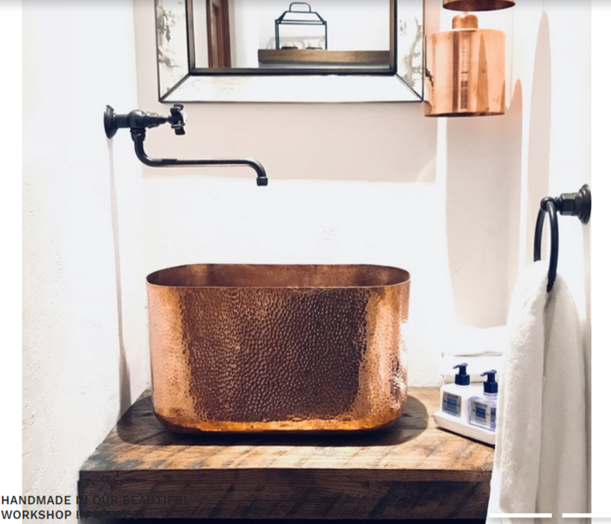 Lola 17.8" X 9" Oval Copper Bathroom Sink - Hand Hammered Luxury Design