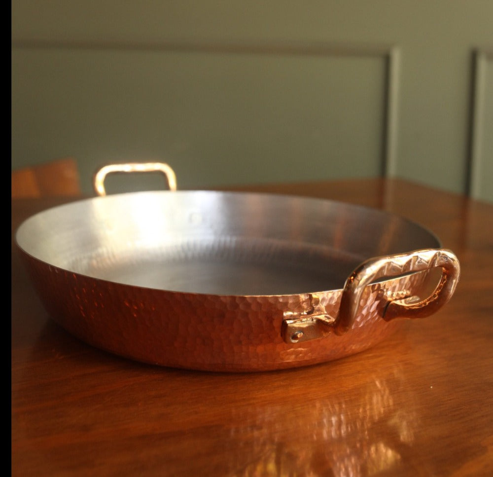 15 Inch Copper Paella Pan - Hand Hammered - Serves 6