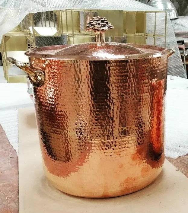 hammered copper stock pots by Amoretti Brothers