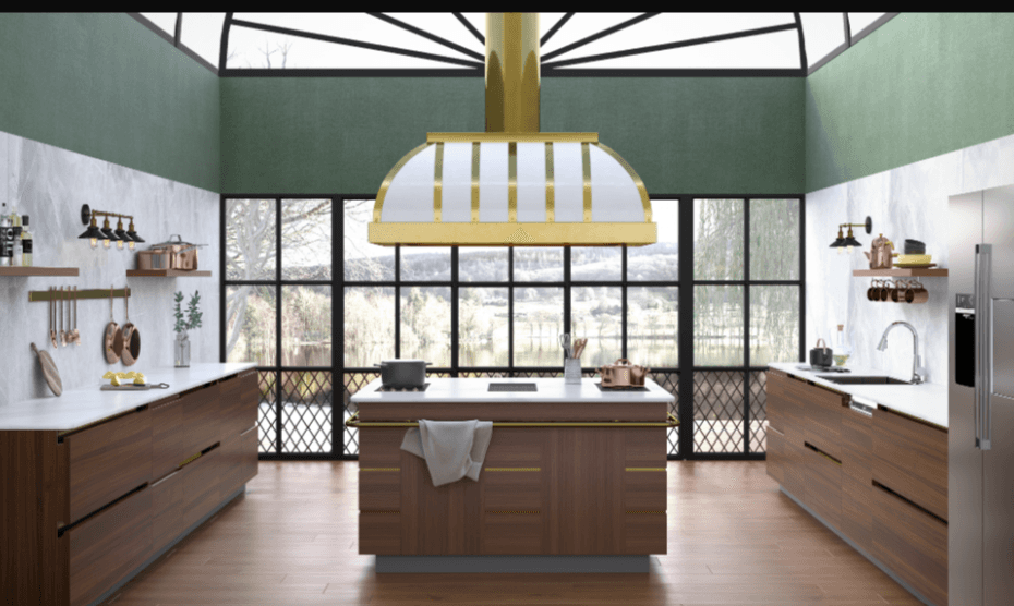 Custom Brass Range Hood Island - Amoretti Brothers
