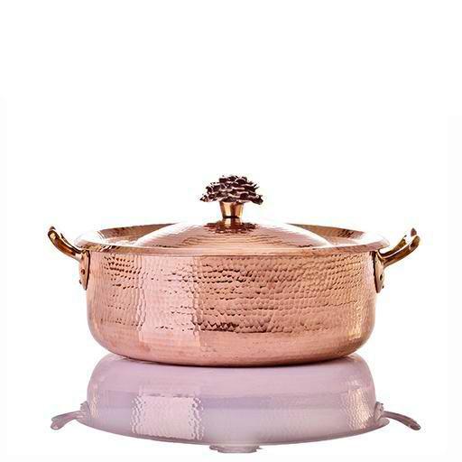 7.8 qt Copper Copper Rondeau with Flower Lid - AmorettiBrothers