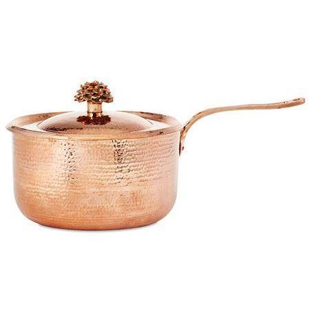 Amoretti Brothers Copper Saucepan 2.8 qt with Flower Lid