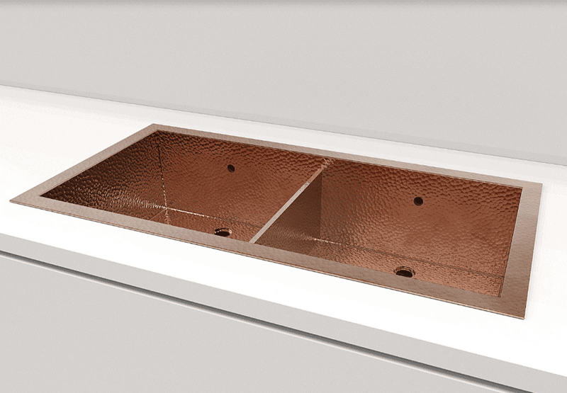 Gemini 33" Double-Bowl Copper Drop-in Sink